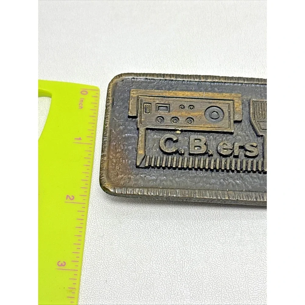Vintage 80s CB‎ Radio Microphone C.B.ers Belt Buckle Brass Tone Metal Trucker